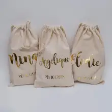 Под заказ блестящие золотые свадебные сумочки, муслиновый мешок, Свадебный девичник набор от похмелья