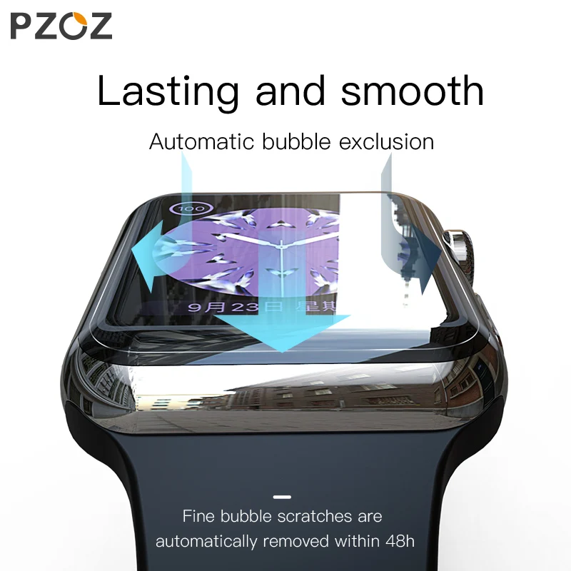 PZOZ для наручных часов iWatch, 4 3 гидрогель пленка полный Экран протектор Стекло для наручных часов Apple Watch, на возраст 1, 2, 3, 4, закаленная пленка HD с изогнутым краем и Стекло, 38, 42 мм, версия