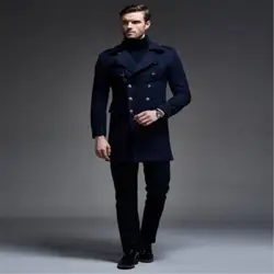 Бренд 2019 новый дизайн двубортная Повседневная шерстяное пальто для мужчин Высокое качество бренд Германия шерстяная куртка длинные бушлат