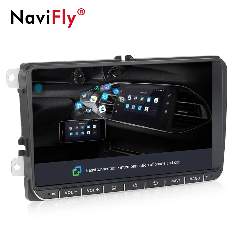 NaviFly 9 дюймов Android8.1 автомобильный Мультиплеер для Volkswagen golf 6 touran passat B7 Skoda сиденье с gps Навигатором Радио BT RDS