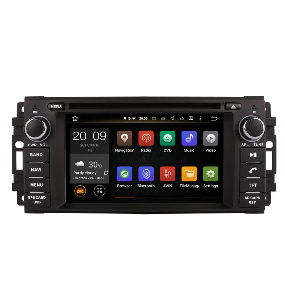 Clearance Android 8.0 Octa Core 4GB RAM Car DVD CD Player For Jeep Wrangler Commander Dodge Chrysler Radio Stereo GPS Navigation SWC Wifi 3