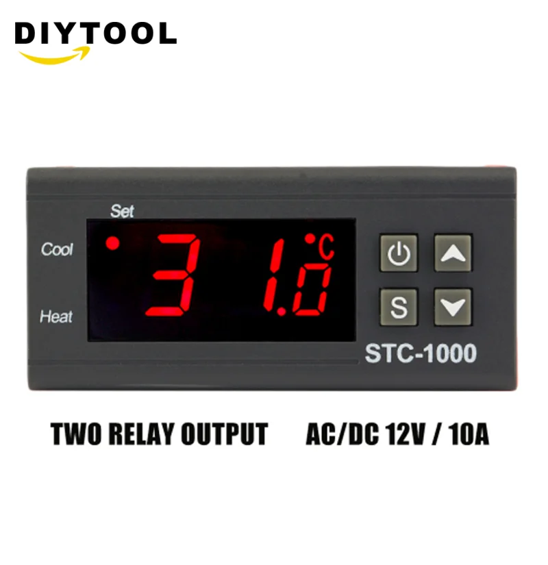 STC 1000 10A AC/DC 12V 24V 220V два реле выход цифровой регулятор температуры термостат 50 ~ 99C 1m