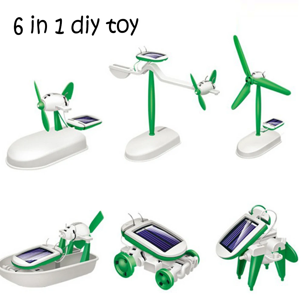 Power Solar DIY Toy 6 In 1 Transformation Robot Transform Learning
