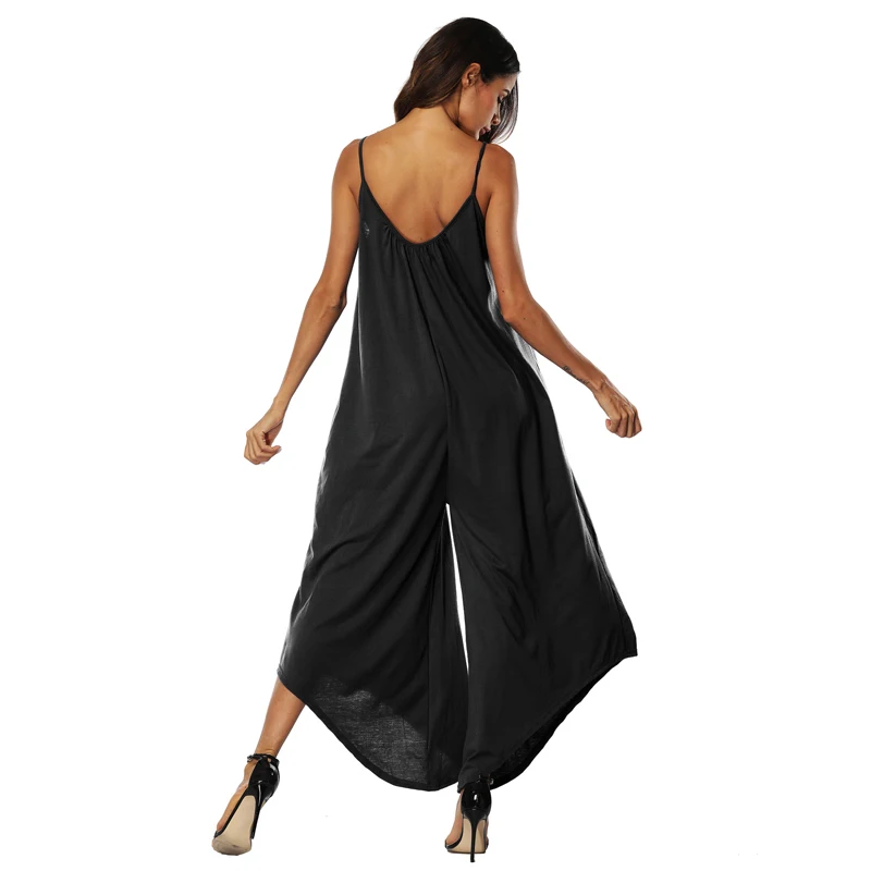 PGSD New female spring summer Fashion street sexy V collar Suspender Backless Simple pure color wide-leg Women Jumpsuits XXXL