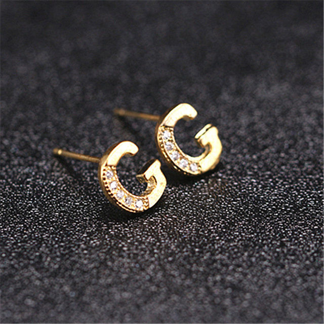 Letter Stud Earrings for Women Alphabet Gold Initial Earring Rhinestone Jewelry Small Earrings Letters Brinco Pendientes