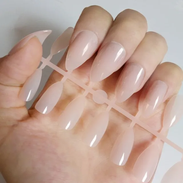 Natural Stiletto Nails Shiny Acrylic False Full Cover Fake Natural Stiletto Nails Shiny Acrylic False Full Cover Fake Nail Tip Diy Art Manicure