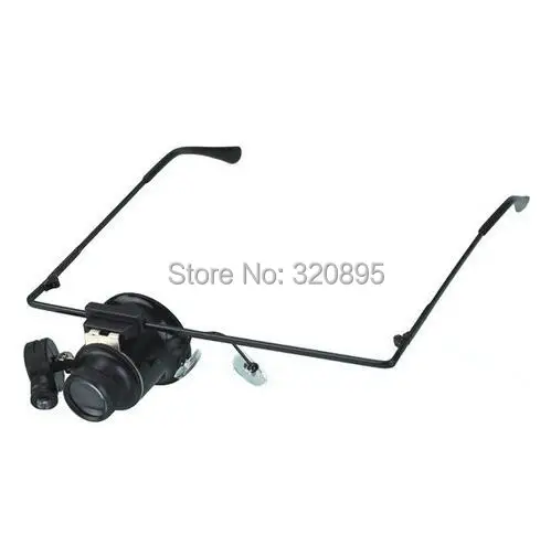 

6PCS/LOT Glasses Type 20x Loupe Magnifier Watch Eye Lens with LED Light 20x Illuminated Eye Loupe NO.9892A