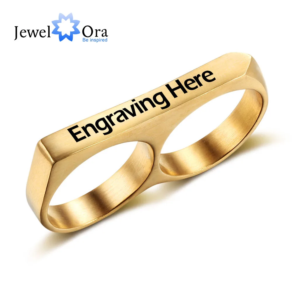 

Personalized Stainless Steel Ring Fashion Design Two-finger Double Men's Party Ring Male Jewelry (JewelOra RI102444)