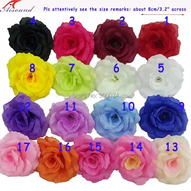 25pcs/lot 8cm Handmade Silk Rose Flowers Head DIY Craft Supplies