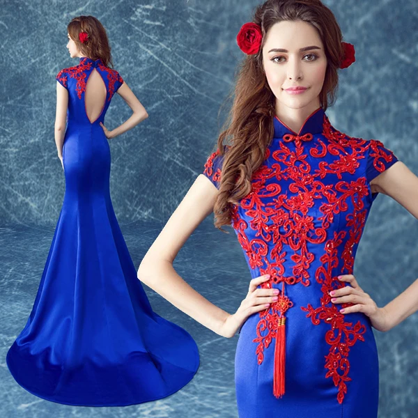 Vestidos De Fiesta 16 Eleagnt Royal Blue High Neck Appliques Chinese Prom Dresses For Special Occasion Dress Robe De Soiree Dress Australia Dress Medress Up Dress Aliexpress
