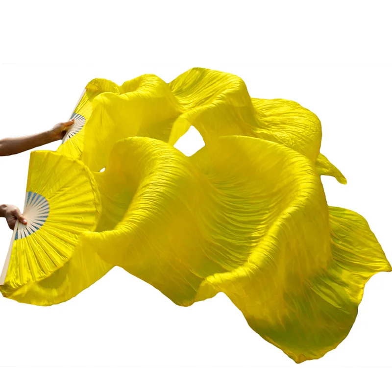 Танец живота Шелковый веер настоящие шелковые длинные шелковые вееры ручной работы градиентные цветные танцевальные вентиляторы могут быть настроены - Цвет: as picture