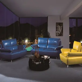 

2018 new design living room bright colorful leather sofa