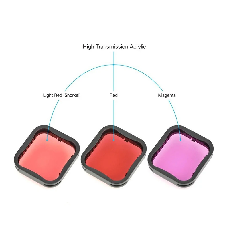 Red/Purple/Pink Diving Filter Lens Cover For GoPro Hero 7 6 5 Black waterproof housing case Diving shell filter 3+ bag ropes