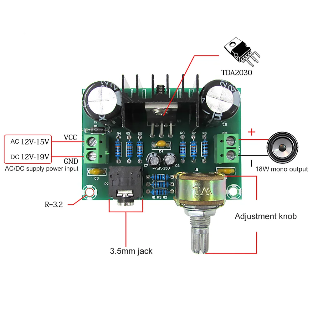 AIYIMA TDA2030A аудио усилитель доска 18 Вт класс AB моно усилитель плата DC/AC12V DIY звуковая система Динамик домашний кинотеатр