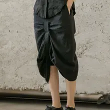 Cakucool темно-ветровая индивидуальная открытая плиссированная льняная черная удобная женская юбка