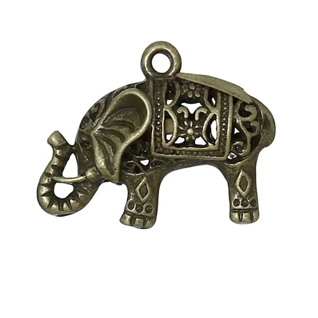 

DoreenBeads Zinc metal alloy Charm Pendants Elephant Antique Bronze Hollow 24mm(1") x 18mm( 6/8"), 1 Piece 2017 new