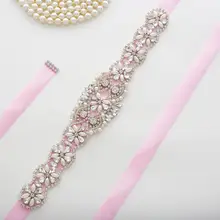 Crystal Pearls Wedding Belt Rhinestones Bridal Belt Silver Diamond Bridal Sash For Wedding Accessories Belt