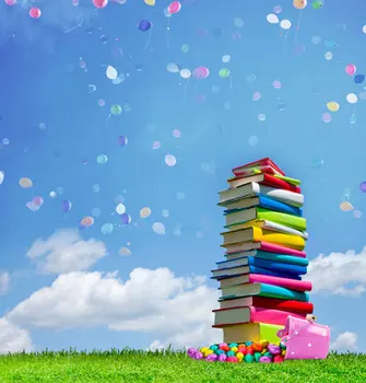 

6x10FT vinyl cloth balloons blue sky books photographic backdrops for children portrait photo studio