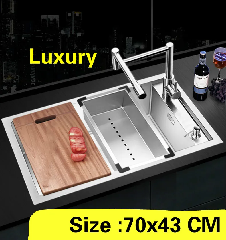 Free shipping Apartment big luxury kitchen manual sink single trough
