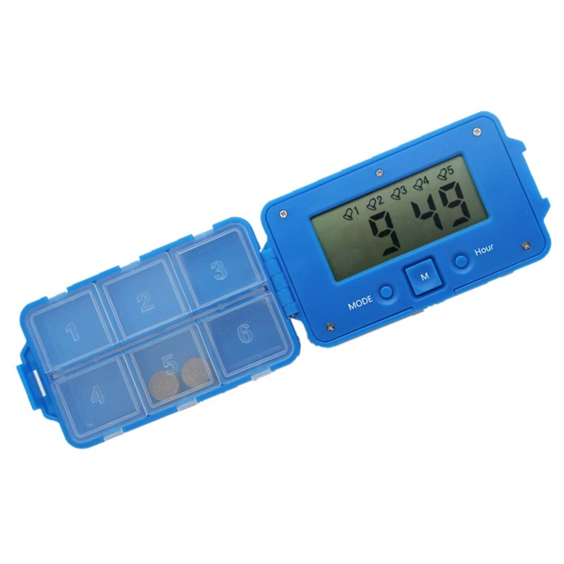 

Daily 6 Times Tablets Pill Box Medicine Pill Case Organizer Led Timer Reminder Storage Pill Dispenser Alarm Clock 6 Grids