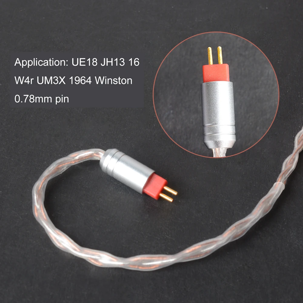 OKCSC 0,78 мм разъем 3,5 мм Замена кабеля 7N один кристалл покрытием серебро и медь обновление провода для UE18 JH13 16W4r UM3X