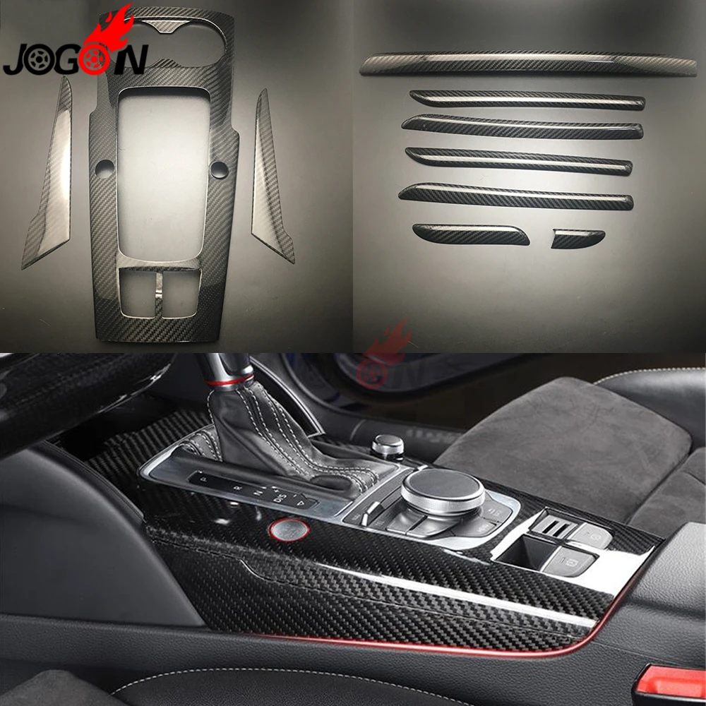 LHD карбоновое волокно 10 шт. для Audi A3 S3 RS3- Автомобильный интерьер молдинги консоль переключения передач полоски на двери Накладка