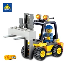 KAZI City Build Model Building Blocks Engineer Forklift Truck Block Bricks Sets Brinquedos Educational Toys for