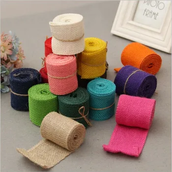 

20Meters 6cm Natural Hemp Jute Hessian Burlap Ribbons Linen Strips For DIY Wedding Party Chair Bands Vintage Home Decorations