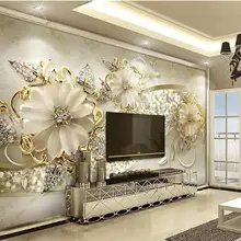 Интерьерные классические обои роскошные золотые 3D стерео европейские ювелирные украшения ТВ фон papel де parede 3d обои