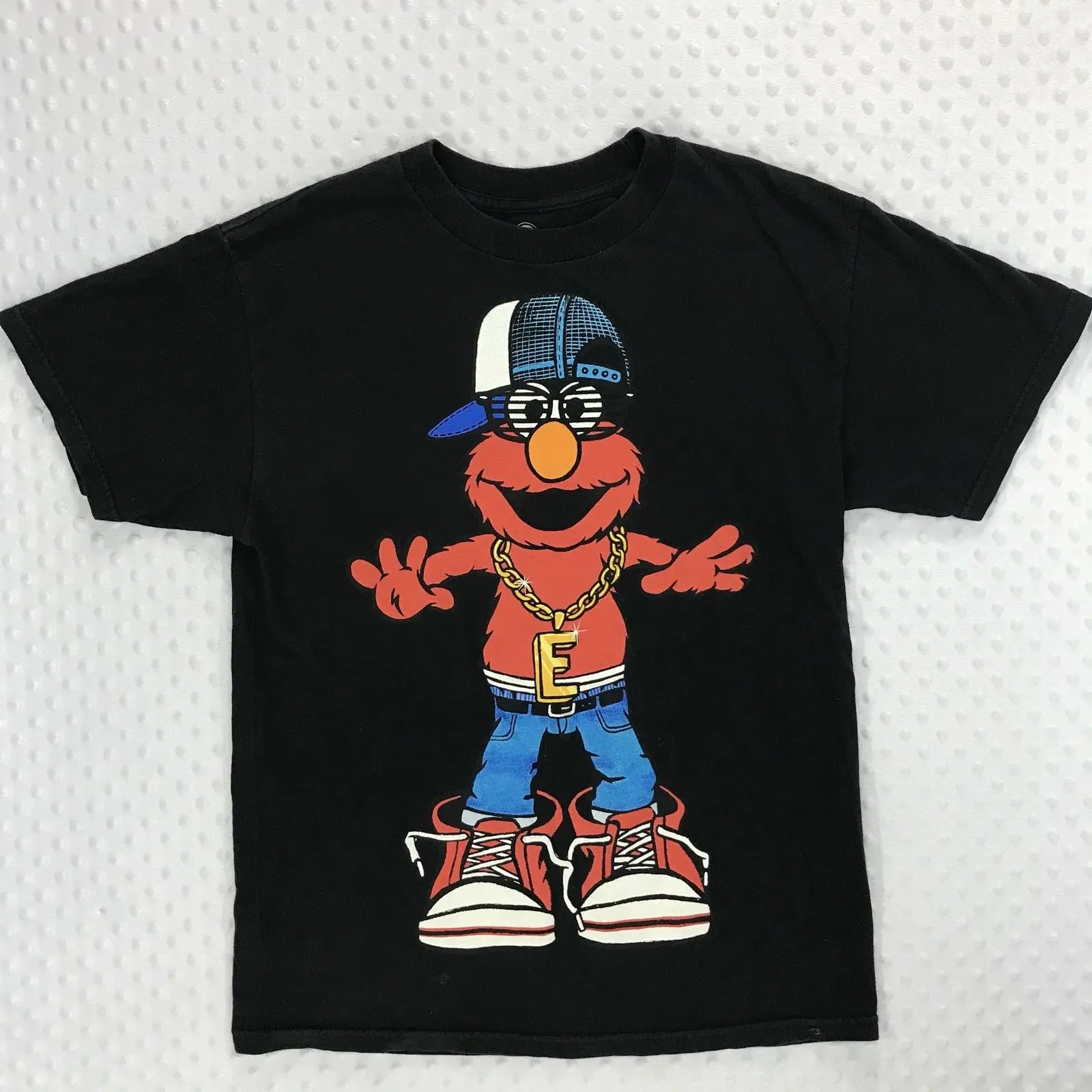 Sesame Street Vintage Medium Rapper Hip Hop Elmo Men's Black T Shirt