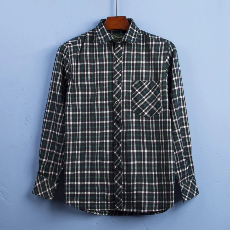 Beste MACROSEA Nieuwe mannen Casual Shirts Mannelijke Plaid Lange Mouw Vierkante Kraag Sociale Shirt Volledige mannen Shirts PJ