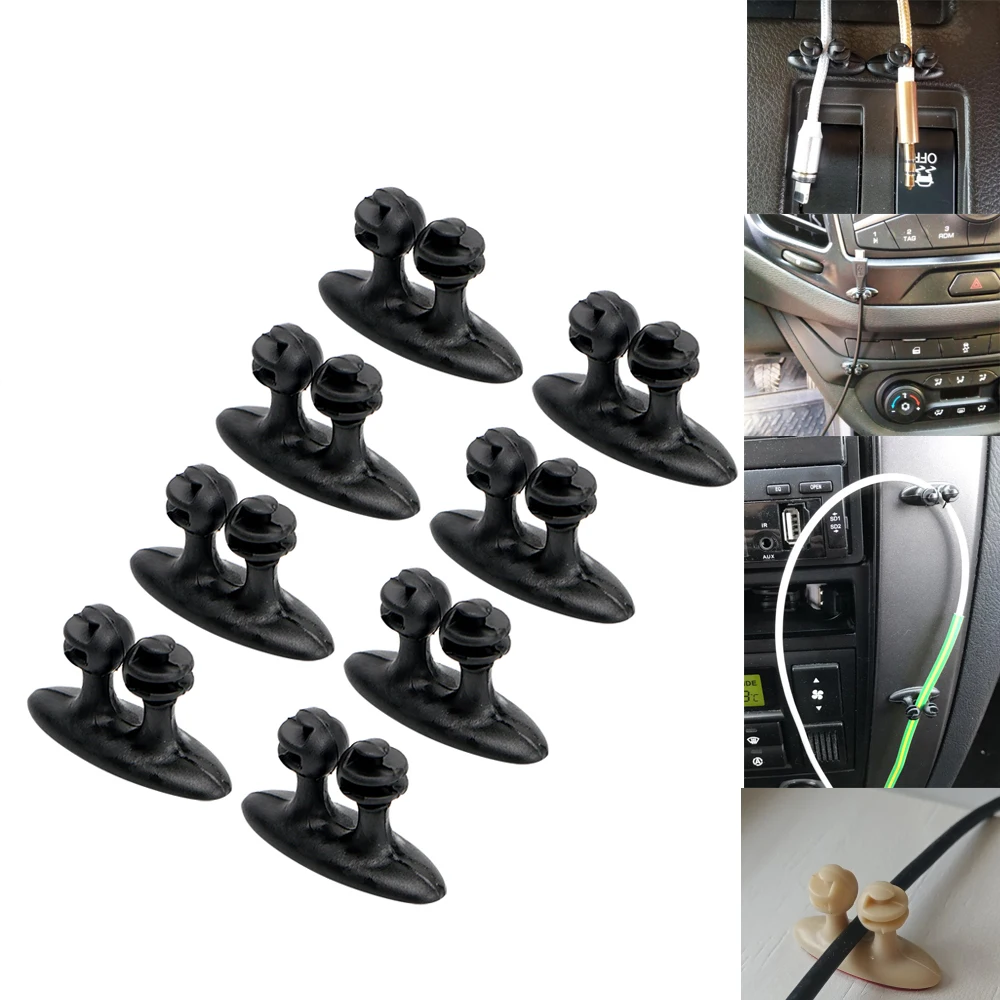 

8Pcs/Set Car Wire Holder Cable Organizer for Headphone USB Cable Auto Charger Line Clasp Clamp Tie Fixer Self-adhesive