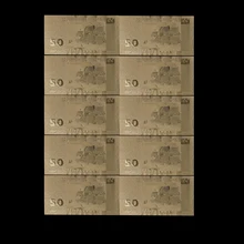 Billets la lettonie en feuille d'or 50 Lat | 10 pièces/lot, billet d'or en 24K, pour cadeaux