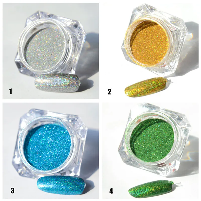 

1 Box 1g Holographic Shiny Glitter Powder N ail Glitter Dust Holo N ail Pigments 70