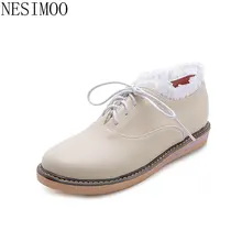 NESIMOO/ г.; женские плоские туфли на низких каблуках; повседневные тонкие туфли из искусственной кожи с круглым носком, на шнуровке, на мягкой резиновой подошве; сезон весна-осень; Size34-39