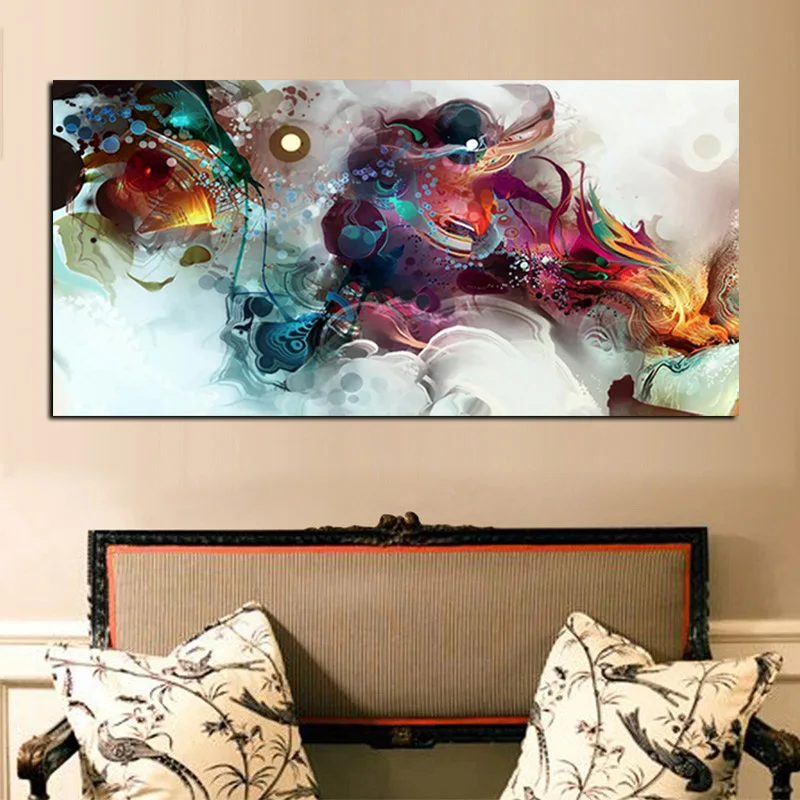 Retro Dragon Abstract Oil Painting Print on Canvas Painting Cuadros Decoracion Poster Wall Picture for Living Room Sofa Decor