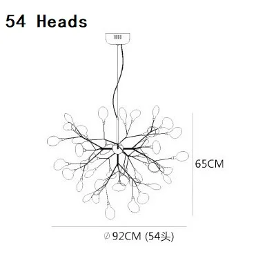 Постмодерн творческая люстра Светлячок, Скандинавское искусство ресторан люстра личность вилла гостиная спальня лампа - Цвет абажура: 54 Heads