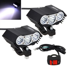 2 PCS 30 W 4000LM 3x XM-L T6 Del Motociclo Del LED Faro Spot Luce del Lavoro Fuori Strada Alla Guida della Lampada Della Luce di Nebbia con interruttore