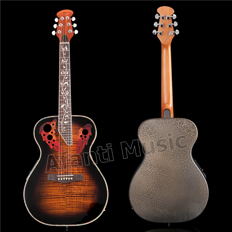 

HOT! Super Roundback/ Carbon Fiber Back & Side Acoustic guitar with 4 sections EQ (ANT-162)