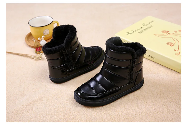 Weoneit/зимняя обувь для маленьких мальчиков и девочек новые модные детские зимние ботинки теплая хлопковая обувь черного и красного цвета одежда для детей CN 25-37