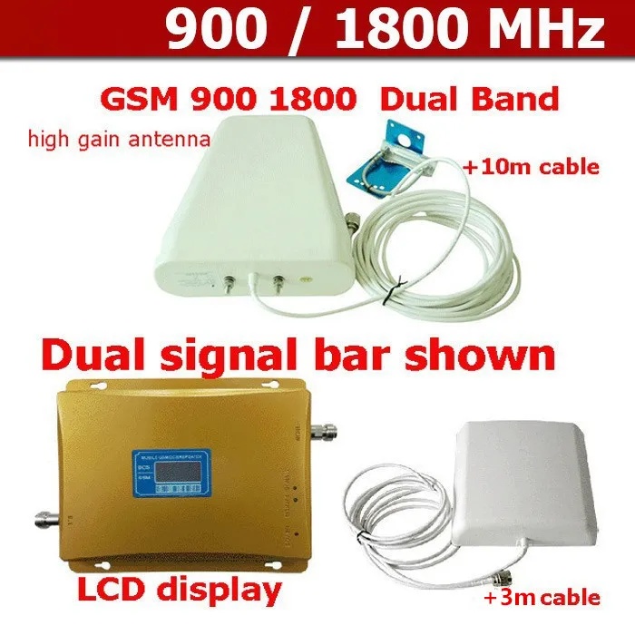 

Full Set GSM 900 4G LTE 1800 FDD Dual Band Repeater LCD Display 65dB Gain GSM 900mhz DCS 1800mhz Cellular Mobile Signal Booster