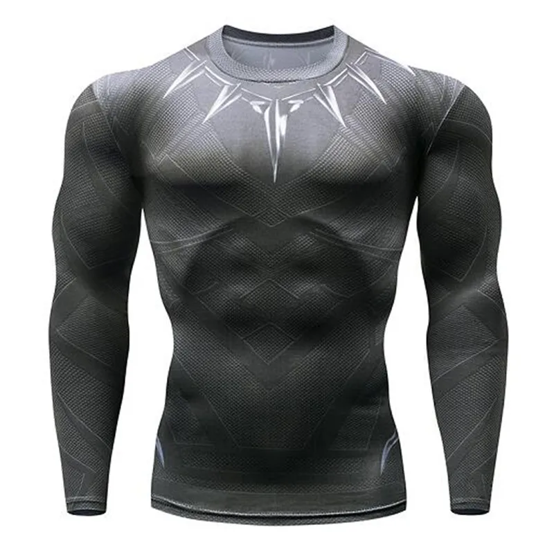 

Marvel 3D Printed T-shirts Men Compression Shirt Thermal Long Sleeve T Shirt Mens Fitness Bodybuilding Skin Tight Quick Dry