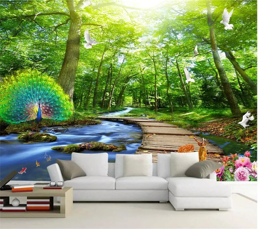 Wellyu пользовательские обои 3d стерео фотообои вода течет пейзаж papel де сравнению
