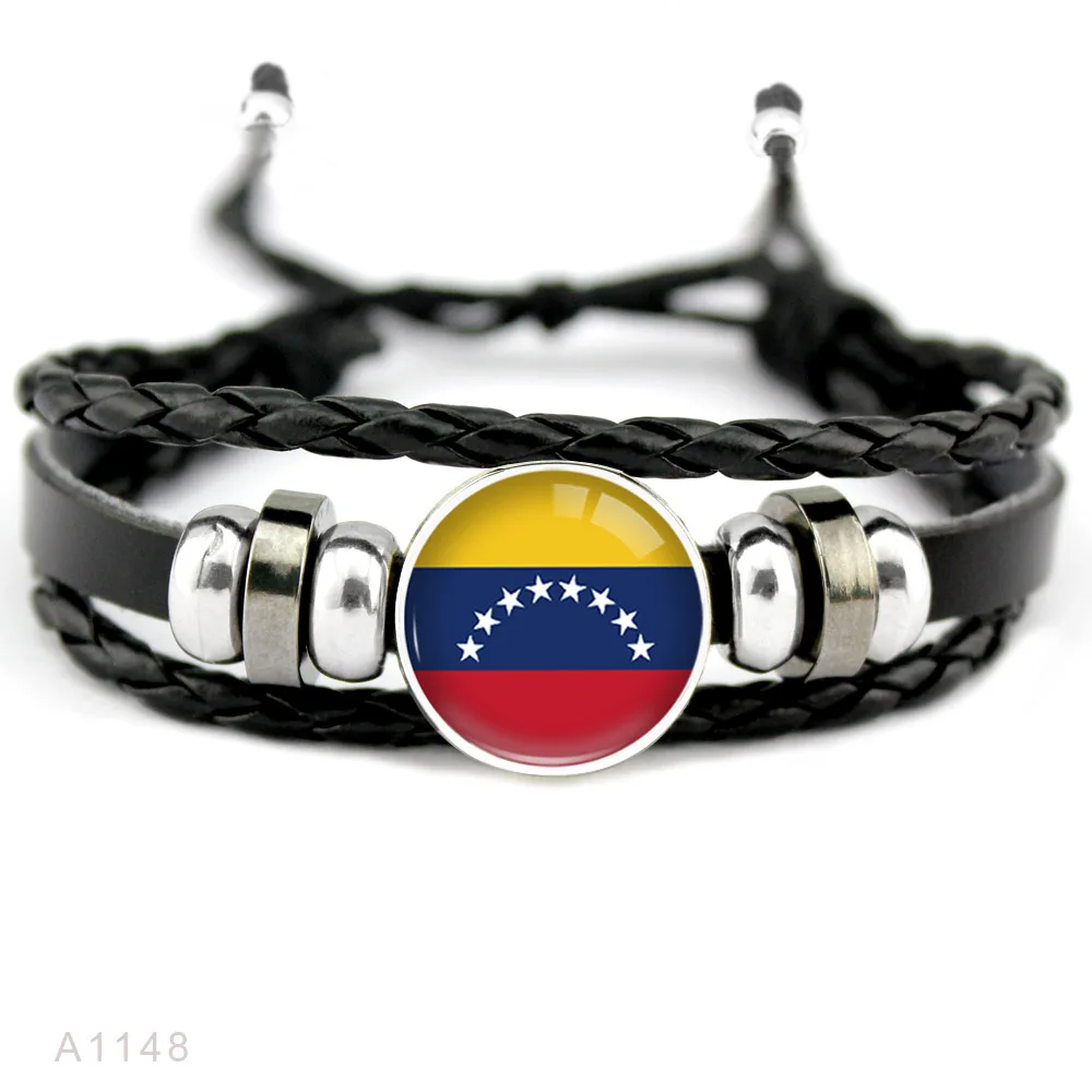 Венесуэла Сальвадор Тринидад и Тобаго Гватемала Багамские Острова Чешский Хорватия Колумбия Пуэрто-Рико Флаг кожаный Для мужчин браслет для Для женщин - Окраска металла: A1148