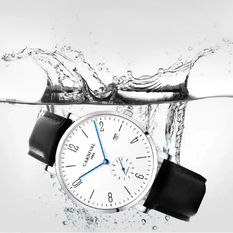 Лидирующий бренд, Роскошные автоматические механические часы для мужчин, ремешок из натуральной кожи, деловые мужские часы, модные повседневные часы с датой, relogio2019
