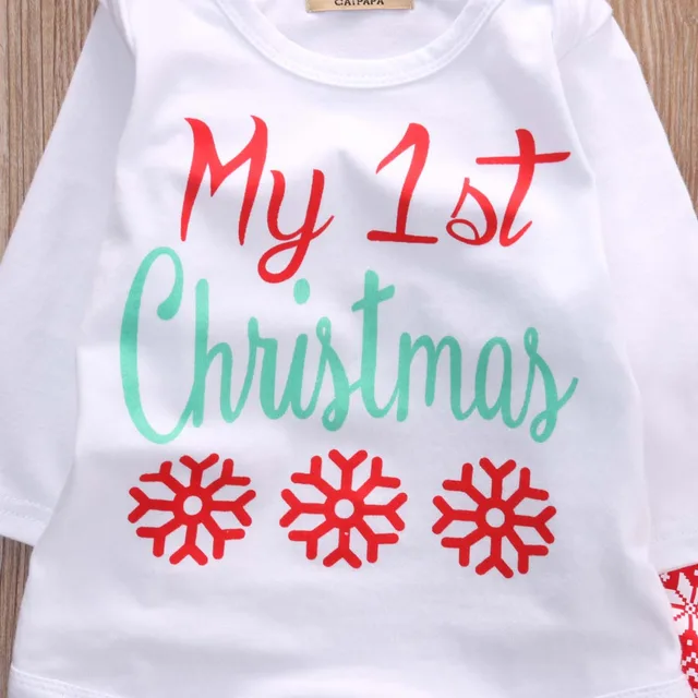 2016 Christmas Newborn Baby Girl Boy Snowflake Romper Pants Leggings Hat 3pcs Outfits Infant Bebek Clothing Set 0-18M 4