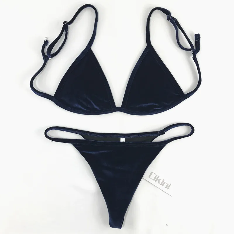 bikini shorts set Velvet Bikini Set 2020 Women Swimsuit Monokini Bodysuit Swimming Suit Bathing Suits Swim Halter Thong Beach Swimwear Cikini bikini set sale