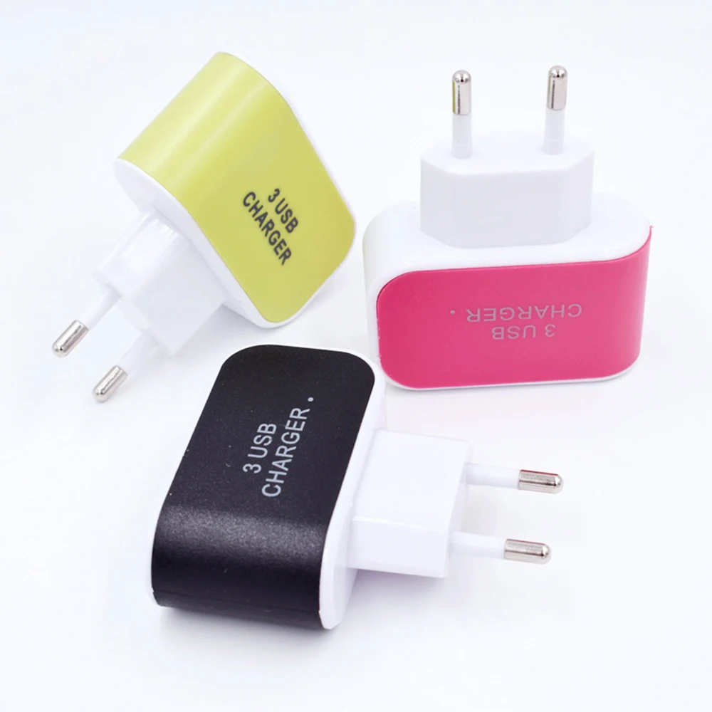 Адаптер для зарядного устройства переменного тока с 3 USB портами 2 А 110 240
