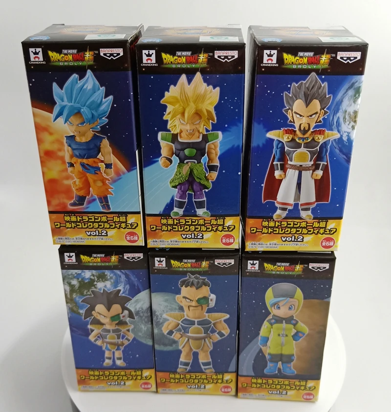 

WSTXBD 6Pcs/Set Original Banpresto Dragon Ball Super WCF God Blue Goku Broly Gogeta Figure Brinquedos Toys Figurals Dolls vol.2