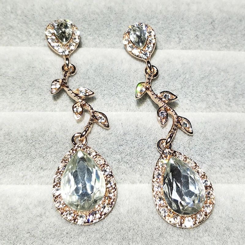 New-Trendy-Water-Drop-Earring-Rose-Gold-Sliver-Drop-Earrings-For-Women-Wedding-Engagement-Party-Birthday